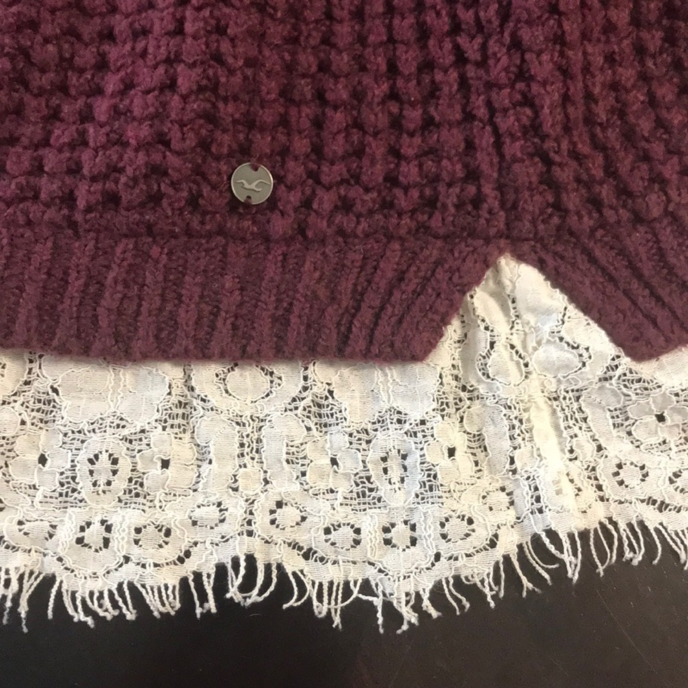 Hollister burgundy chunky knit sweater - Picture 3 of 4